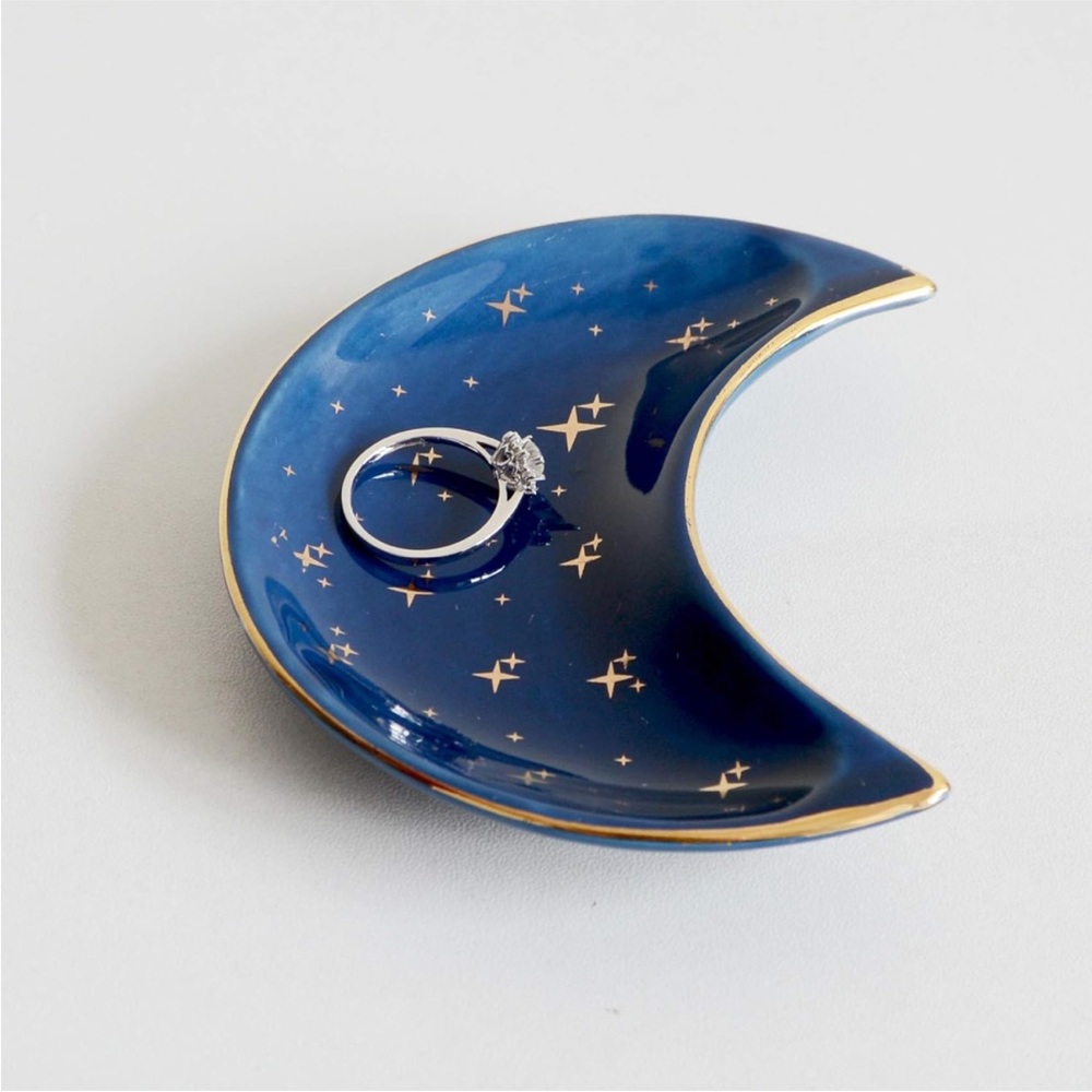 Astrology Star Moon Jewelry Trinket Ring Dish Ceramic Holder Key Ashtray Plate